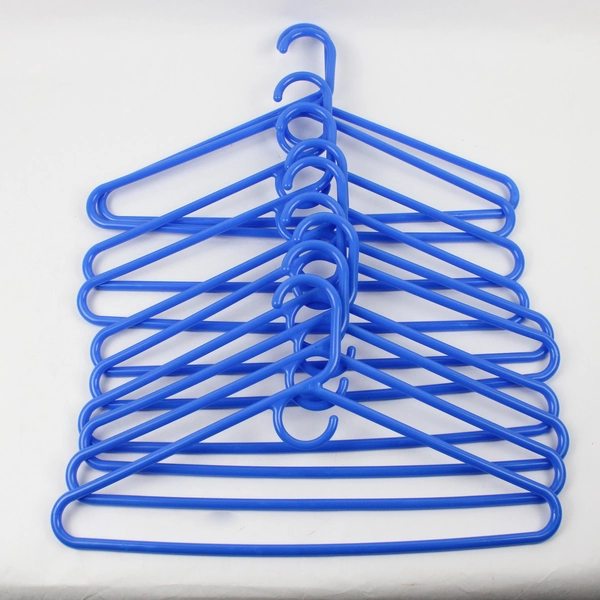 Set of 10 Blue Plastic Clothes Hangers Closet Storage