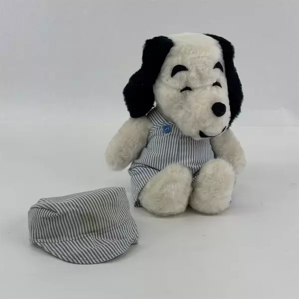 Vintage Peanuts Snoopy Train Engineer Plush Toy 9"
