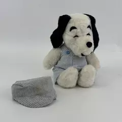 Vintage Peanuts Snoopy Train Engineer Plush Toy 9"
