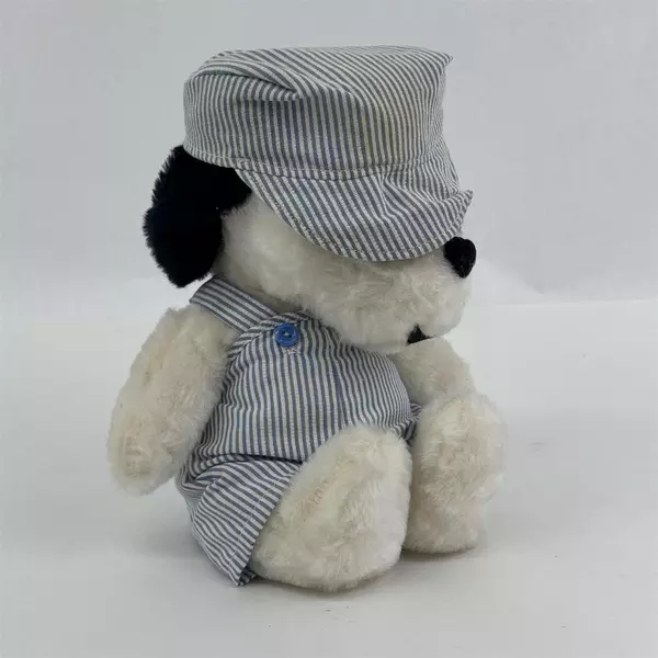 Vintage Peanuts Snoopy Train Engineer Plush Toy 9"