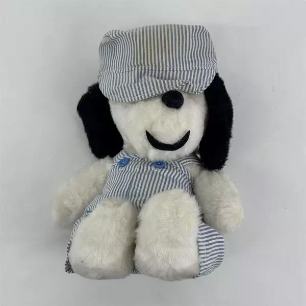 Vintage Peanuts Snoopy Train Engineer Plush Toy 9"
