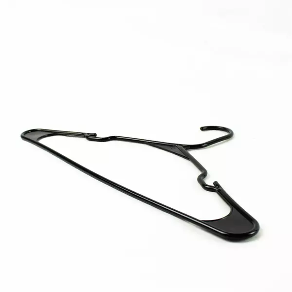 Lot of 11 White Black Plastic Clothes Hangers Used, Durable, Closet