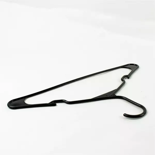 Lot of 11 White Black Plastic Clothes Hangers Used, Durable, Closet