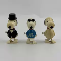 Lot of 3  Vtg Aviva Peanuts  Snoopy Wind Up Toys Joe Cool Bride Groom Snoopy