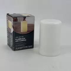 Hampton Bay Flameless LED Candle White 3"W x 3"L x 4.5"H 1006425682