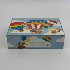 Vintage General Box Co. Pencil Box Hot Air Balloons Teddy Bears USA