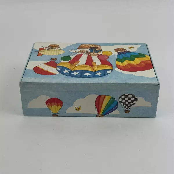 Vintage General Box Co. Pencil Box Hot Air Balloons Teddy Bears USA