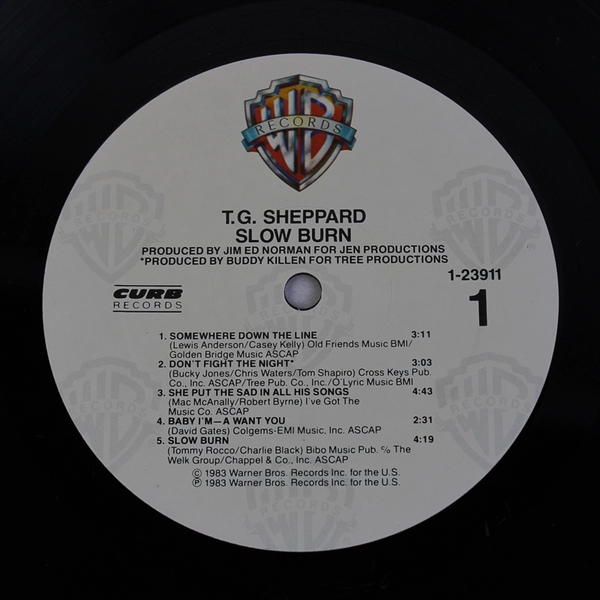 T. G. Sheppard Slow Burn Vinyl LP Record Album