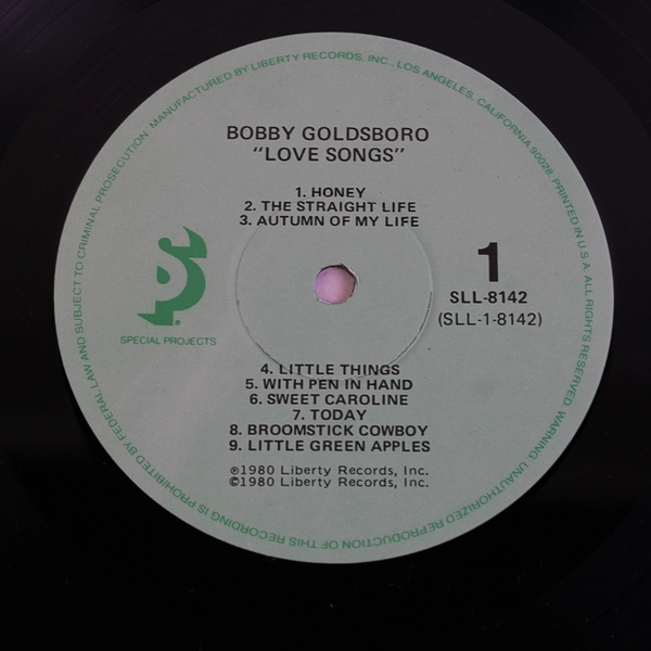 Bobby Goldsboro: Love Songs Liberty Records 12" LP 33 RPM
