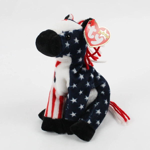 Ty Beanie Babies Lefty 2000 Red/White/Blue Donkey With Tags Plush Toy