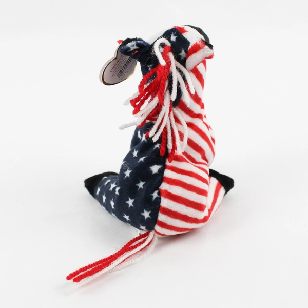 Ty Beanie Babies Lefty 2000 Red/White/Blue Donkey With Tags Plush Toy