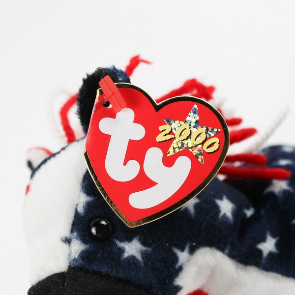 Ty Beanie Babies Lefty 2000 Red/White/Blue Donkey With Tags Plush Toy
