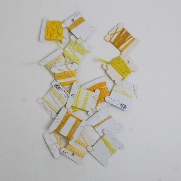 Lot of 36 Embroidery Floss Thread Skeins Solid Yellow Shades
