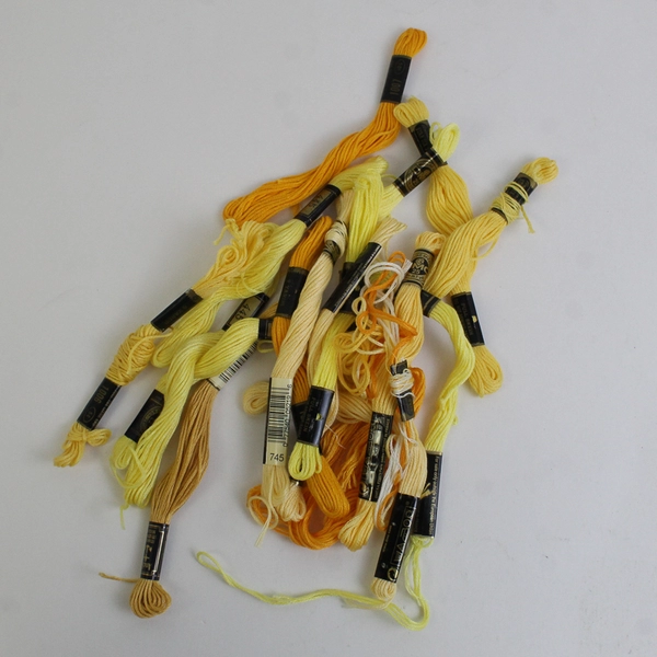 Lot of 36 Embroidery Floss Thread Skeins Solid Yellow Shades