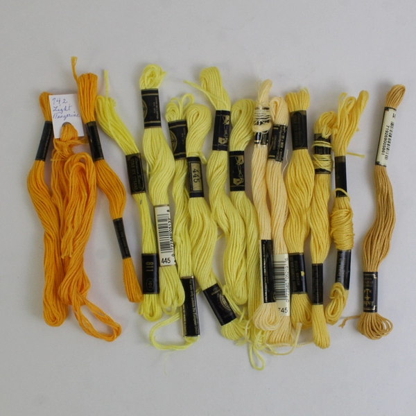 Lot of 36 Embroidery Floss Thread Skeins Solid Yellow Shades