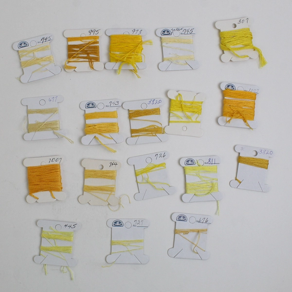 Lot of 36 Embroidery Floss Thread Skeins Solid Yellow Shades
