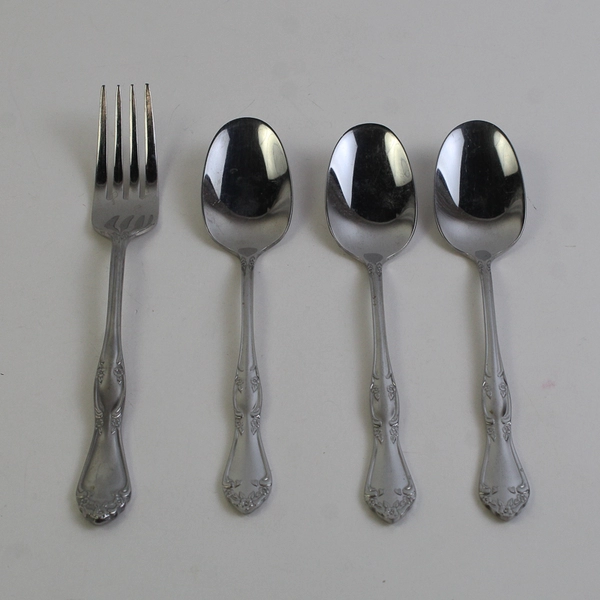 Lot Of 4 Oneida Silver Dover (Stainless) Flatware 3 Soup Spoons & 1 Dinner Fork