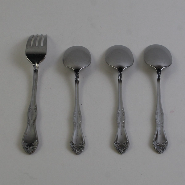Lot Of 4 Oneida Silver Dover (Stainless) Flatware 3 Soup Spoons & 1 Dinner Fork