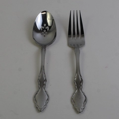 Lot Of 2 Oneida Silver OHS5429 (Stainless) Flatware Serving Set (Spoon & Fork)