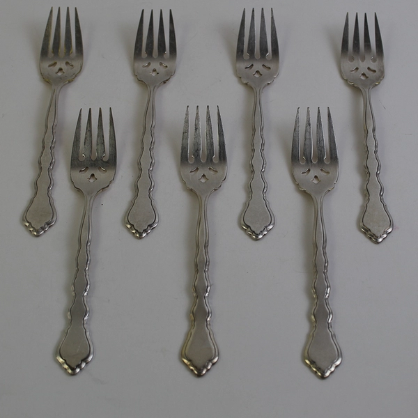Lot Of 7 Oneida Silver Duet Pattern Flatware Salad Forks 7" Long