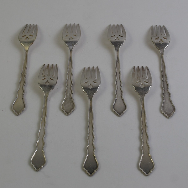 Lot Of 7 Oneida Silver Duet Pattern Flatware Salad Forks 7" Long