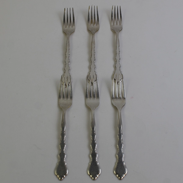 Lot Of 6 Oneida Silver Duet Pattern Flatware Dinner Forks 7.5" Long