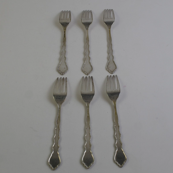 Lot Of 6 Oneida Silver Duet Pattern Flatware Dinner Forks 7.5" Long
