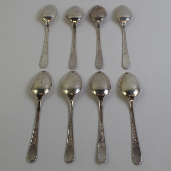 Lot Of 8 WM Rodgers IS Overlaid Flatware Dinner Spoons 7.5" Long
