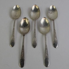 Lot Of 5 WM Rodgers IS Overlaid Flatware Serving Spoons 8.75" Long
