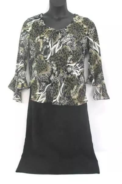 GNW Floral Blouse & Positive Attitude Black Skirt Set Size L/14 Pre-Owned