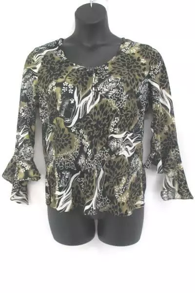 GNW Floral Blouse & Positive Attitude Black Skirt Set Size L/14 Pre-Owned