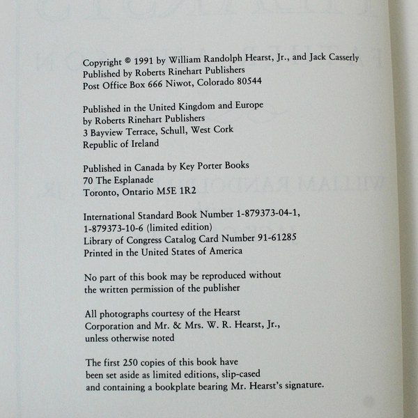 The Hearsts: Father and Son by William R. Hearst Jr. 1991 Hardcover Book