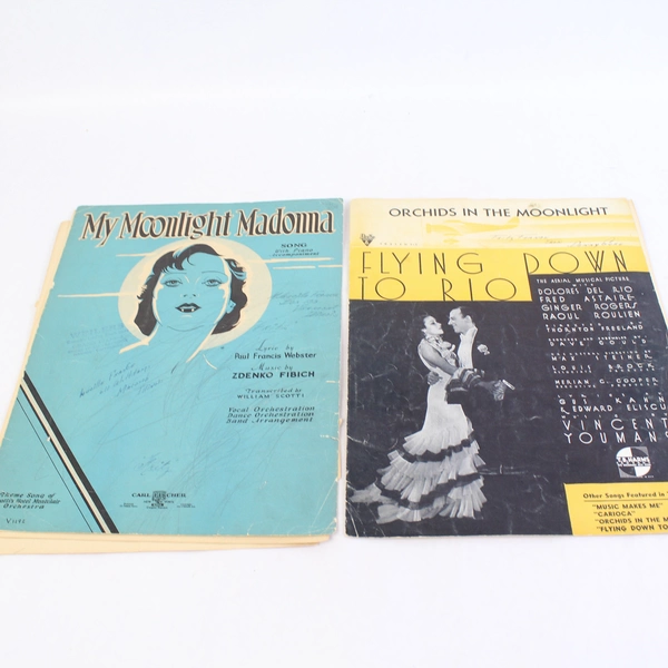 Lot Of 4 Vintage Sheet Music 1933 My Moonlight Madonna Orchids In The Moonlight
