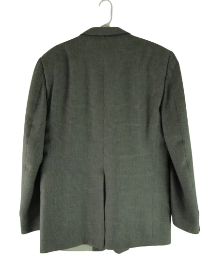 Vintage Haslton Gray Geometric Woven Men's Suit Jacket Size 44R Union Made