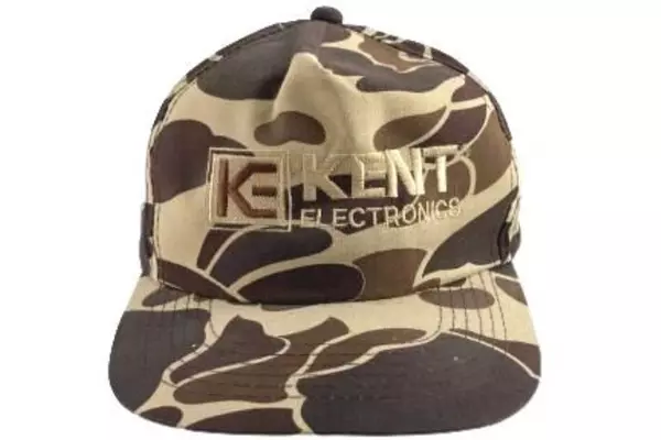 Vintage Kent Electronics Brown Beige Camouflage Snapback Hat Cap Camo Headwear