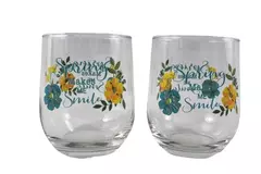 Lot of 2 Handpainted Spring Makes Me Smile Stemless Tumblers