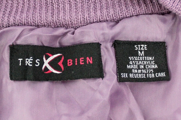 Tres Bien Full Zip Sweater Lavender Michelbook Country Club Women's Size M