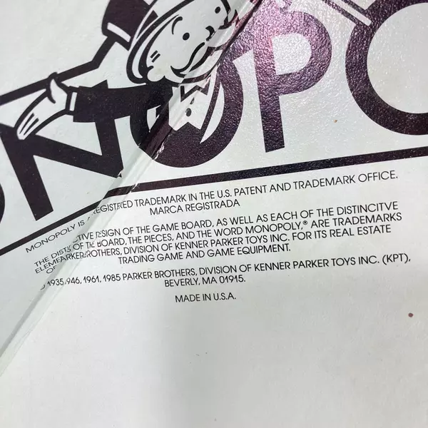 1985 Parker Brothers Monopoly Game for Parts
