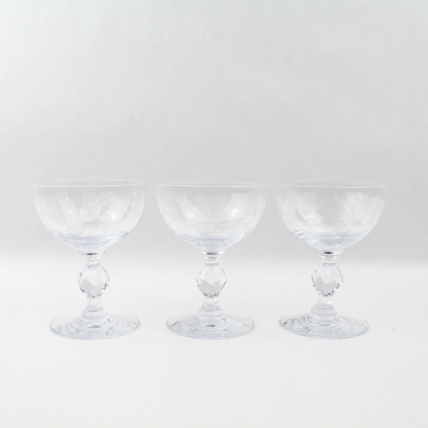 Set Of 3 Morgantown Crystal Champagne Tall Sherbet Glasses 7689-1