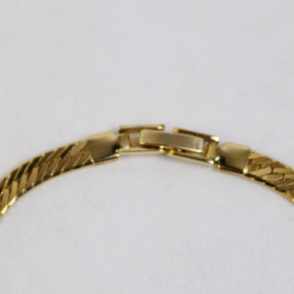 Metal Choker Necklace Gold Colored Herringbone Chain 20.5"