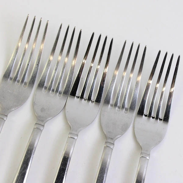 Lot of 5 Cambridge Ascot Forks Stainless Steel Flatware Glossy Finish