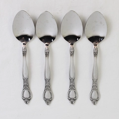 A Set of 4 Miracle Maid MMA2 Pattern Teaspoons Stainless Steel 6 Inches
