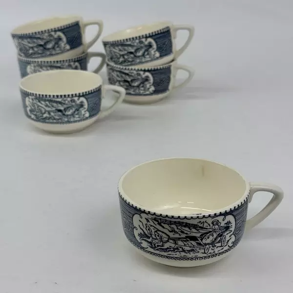 Set of 6 Royal China Currier & Ives Horse And Carriage Coffee Cups