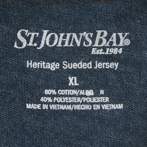 St. Johns Bay Men's Long Sleeve Henley Casual Jersey Shirt Slate Blue Size XL