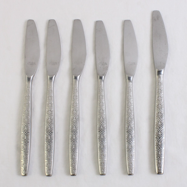 Lot of 6 Noritake Allegro Modern Hollow Knives Stainless Steel 18/8 Japan Satin