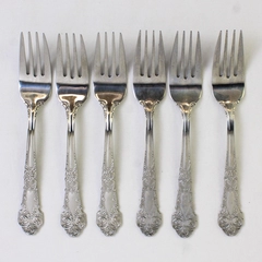 Reed & Barton Vintage Silverware Set of 6 Renaissance Salad Forks 7.25" 18/10