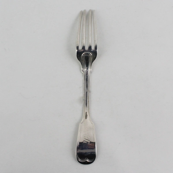 Antique 1800's Louis Muh Coin Silver 6.75" Dinner Fork Fiddle Thread Pattern