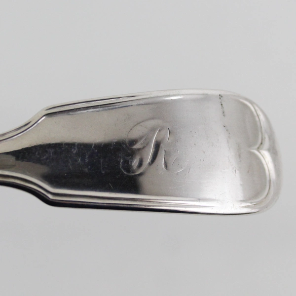 Antique 1800's Louis Muh Coin Silver 6.75" Dinner Fork Fiddle Thread Pattern