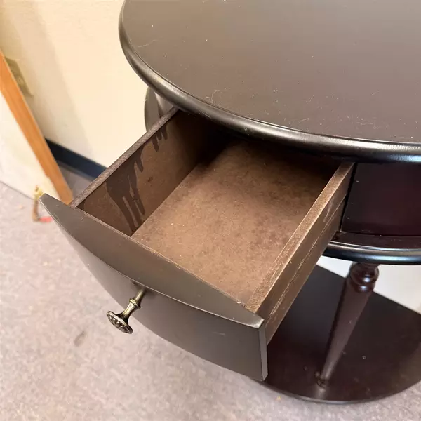 Frenchi Style Espresso Brown Half Moon Shape End Table 1 Drawer