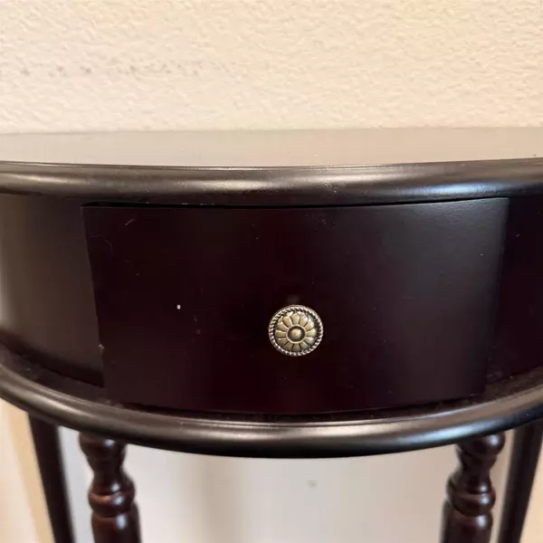 Frenchi Style Espresso Brown Half Moon Shape End Table 1 Drawer